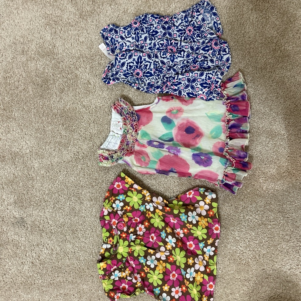 Kids Floral and Patterned Blouses Bundle - Blue, Pink, Brown